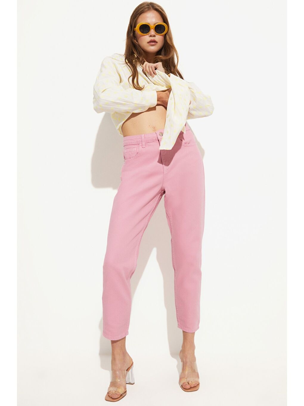 Pembe Mom Fit Jean Pantolon-1