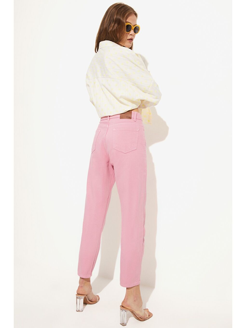 Pembe Mom Fit Jean Pantolon-3