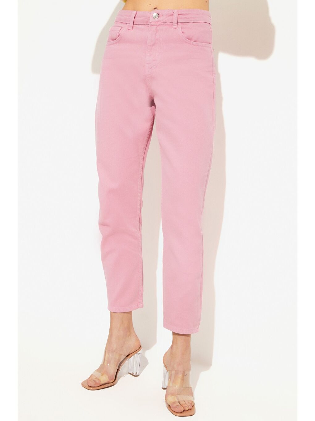 Pembe Mom Fit Jean Pantolon-4