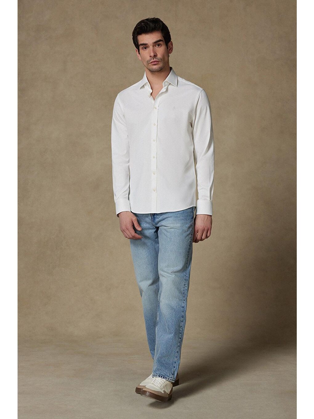 Rico Jersey Pamuk Karışımlı Comfort Fit Beyaz Klasik Yaka Erkek Düz Gömlek-2