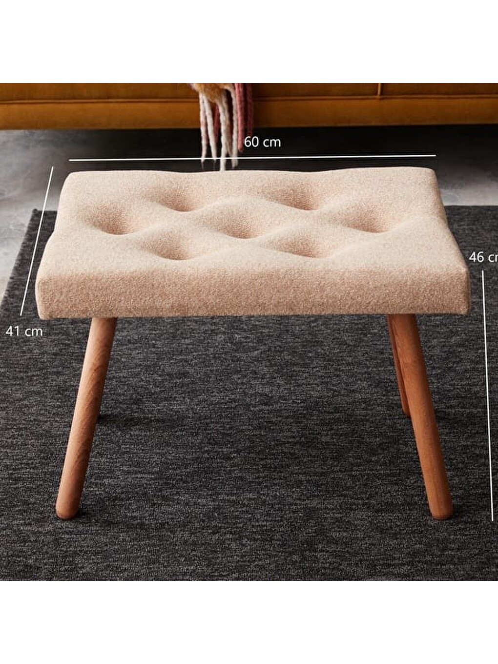 Masif Ayaklı Bench - Bej-1