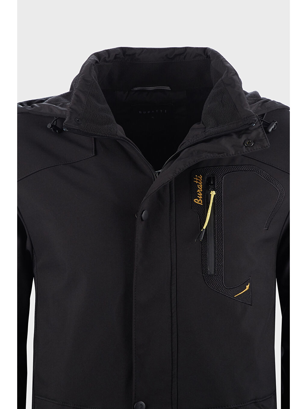 Siyah Çıkarılabilir Kapüşonlu Suya Dayanıklı SoftShell Erkek Mont 497LUIS-3