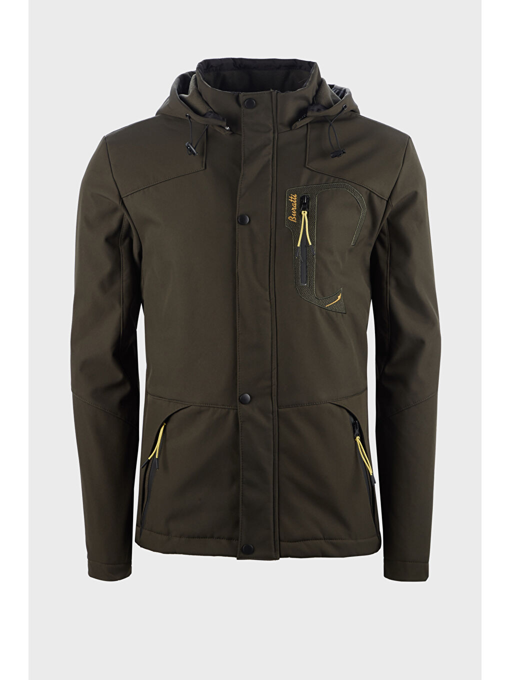 Haki Çıkarılabilir Kapüşonlu Suya Dayanıklı SoftShell Erkek Mont 497LUIS