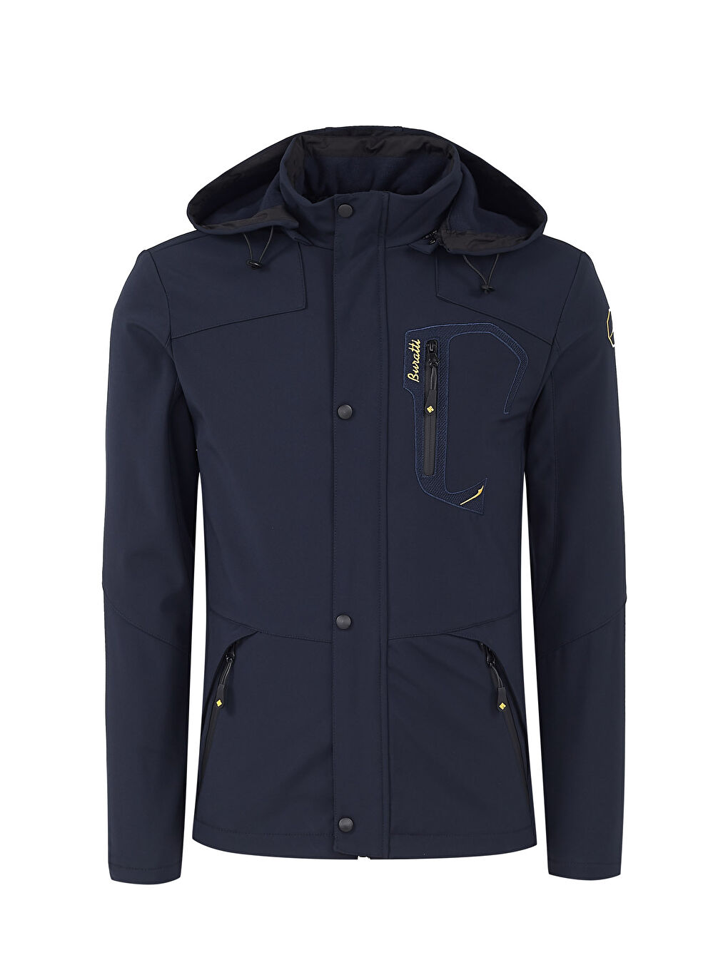 Lacivert Çıkarılabilir Kapüşonlu Suya Dayanıklı SoftShell Erkek Mont 497LUIS