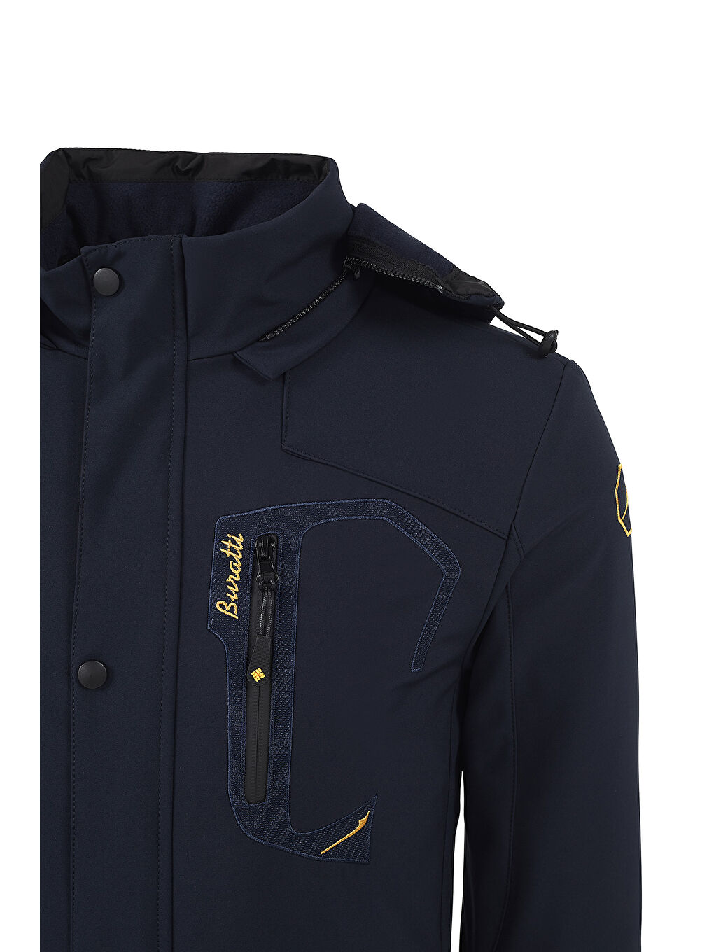 Lacivert Çıkarılabilir Kapüşonlu Suya Dayanıklı SoftShell Erkek Mont 497LUIS-2