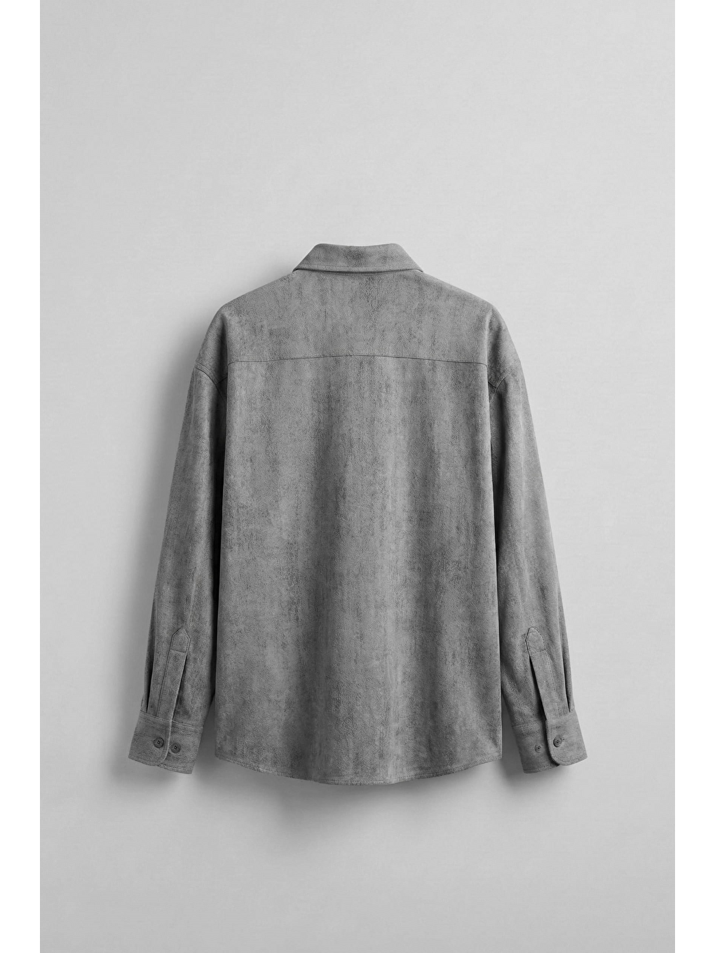 Erkek Dokulu Desenli Oversize Rahat Gömlek Gri-1