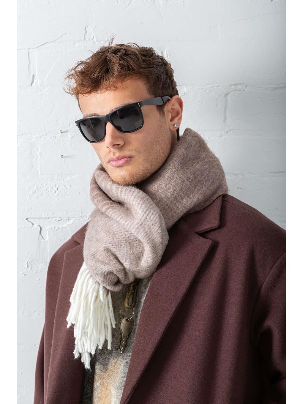 Kahverengi Erkek Oversize Uzun İtalyan Kaşe Kaban Koyu Kahve-6