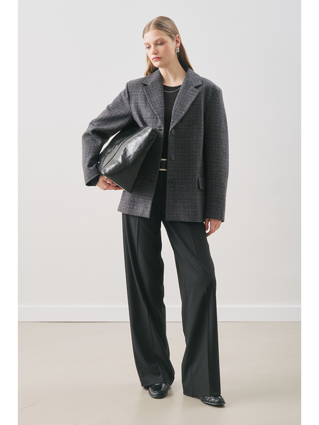 Karışık Norrıs Yün Blazer Ceket Grey Check