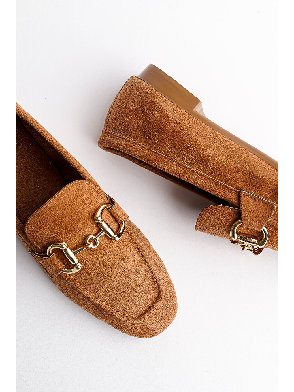 Kahverengi Mona Metal Tokalı Deri Kadın Loafer Günlük Ayakkabı-4