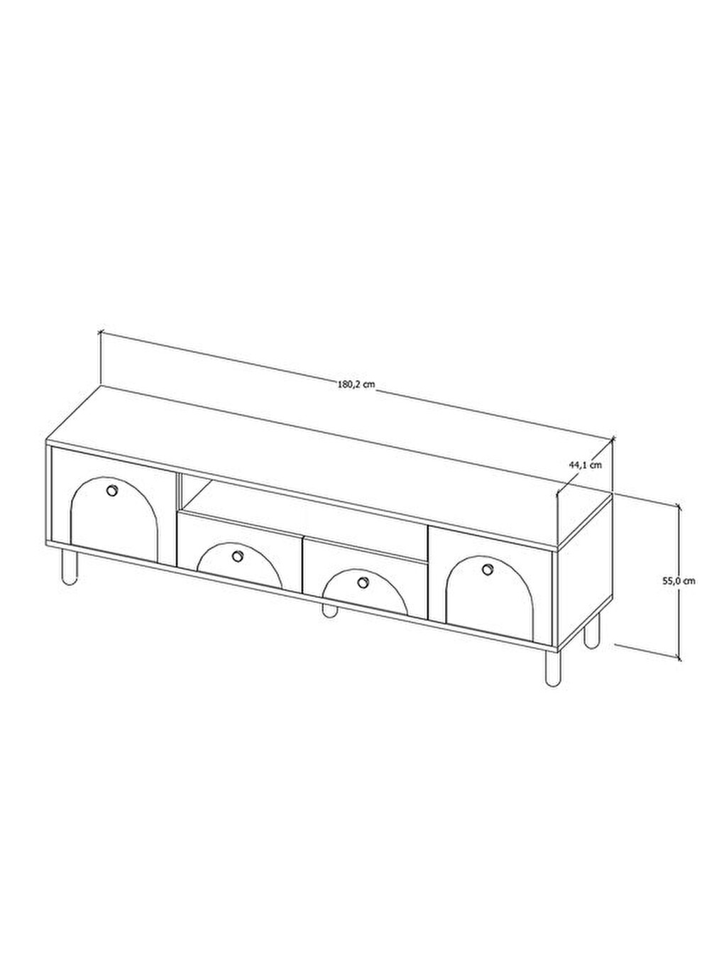 2 Kapak 2 Çekmeceli Bohem Tv Ünitesi - Beyaz / Sepet - 55x44x180 cm-10
