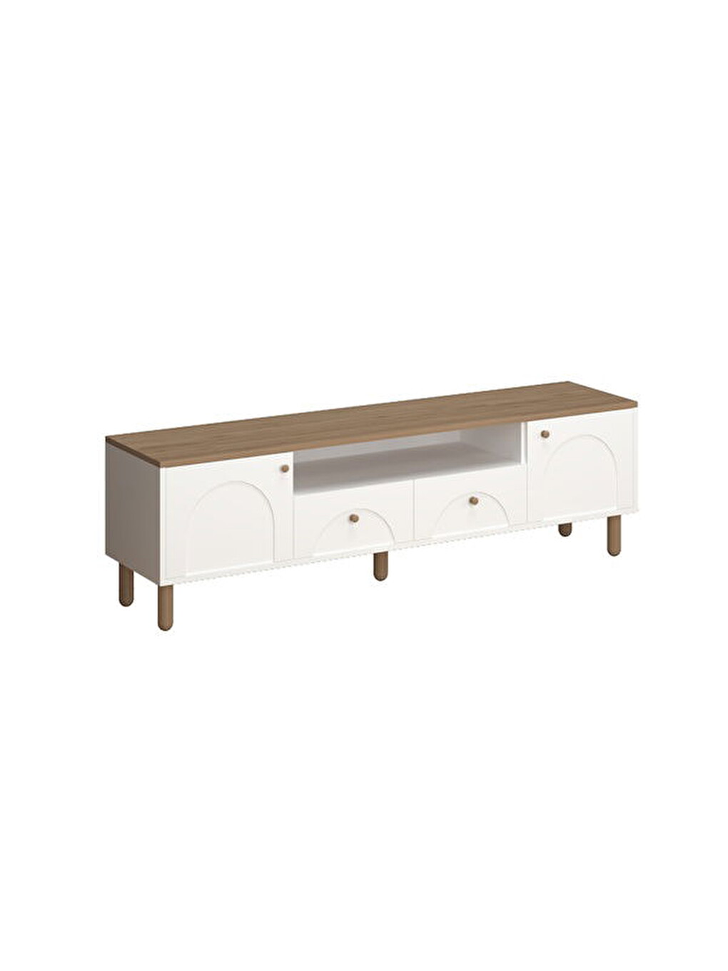 2 Kapak 2 Çekmeceli Bohem Tv Ünitesi - Beyaz / Sepet - 55x44x180 cm-1