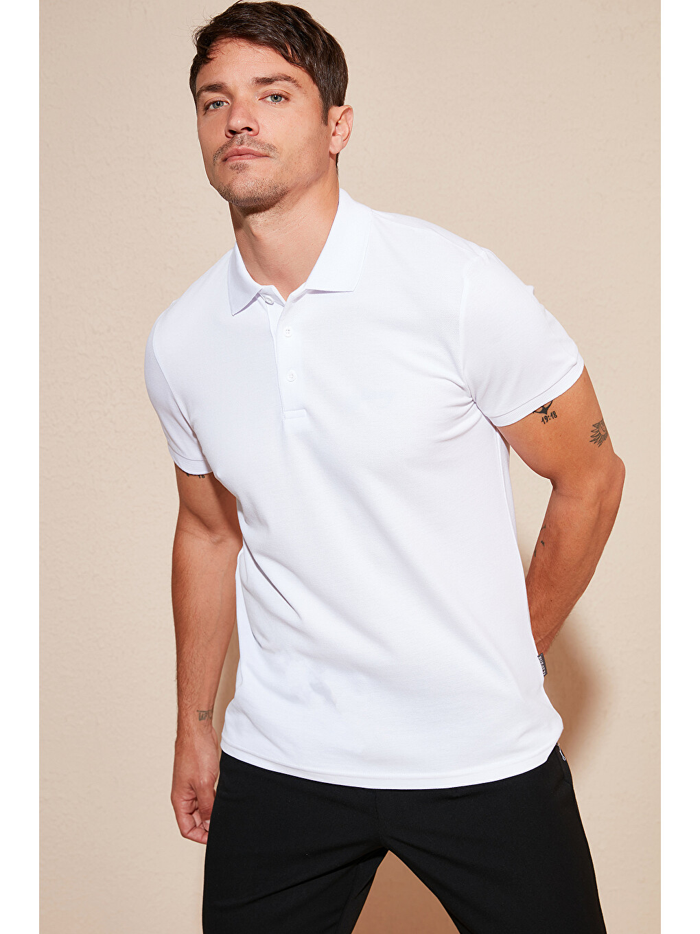 Beyaz Pamuklu Regular Fit Düğmeli Polo Yaka 5'li Paket Tişört 590211827s5-4