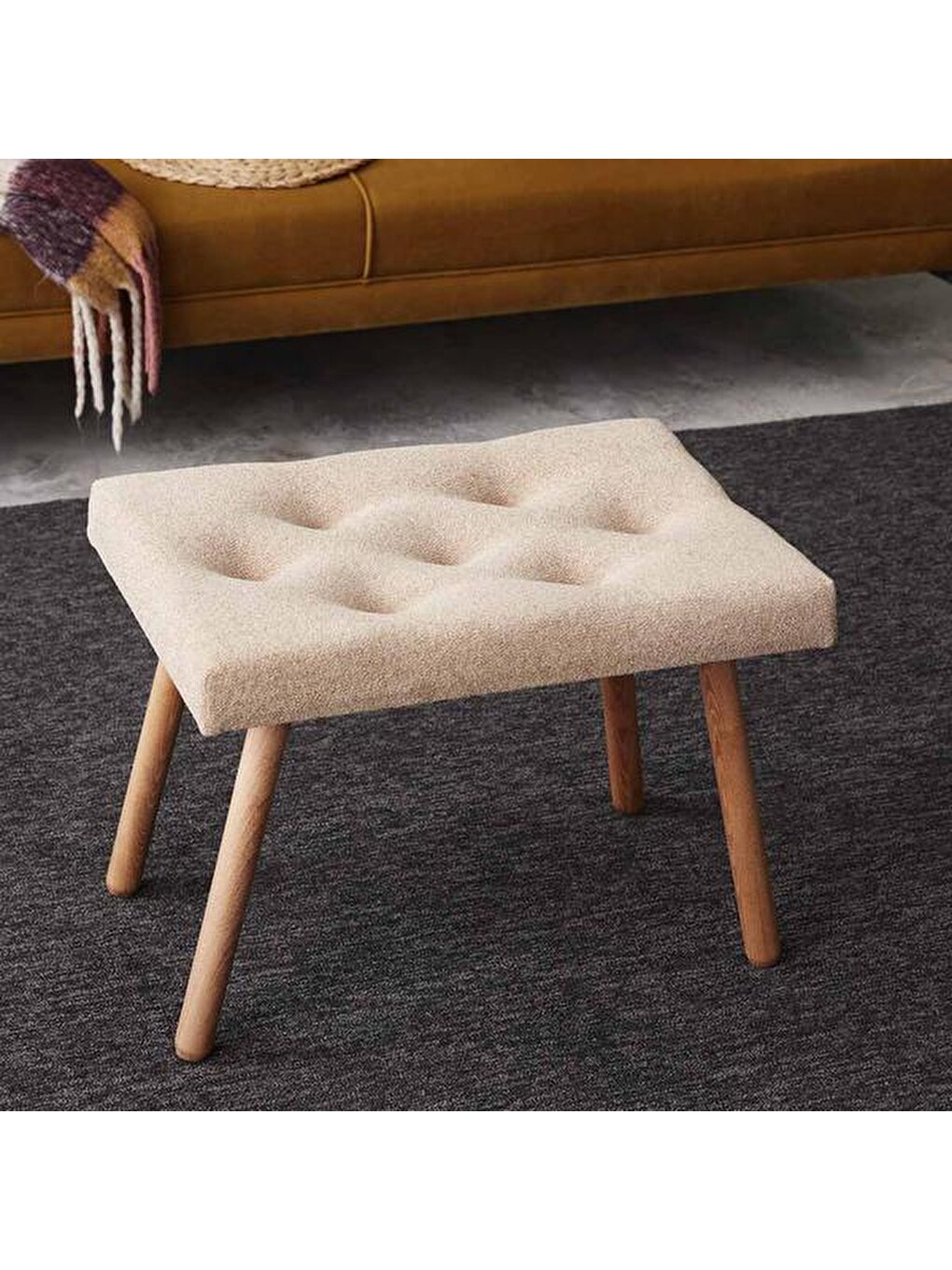 Masif Ayaklı Bench - Bej-7