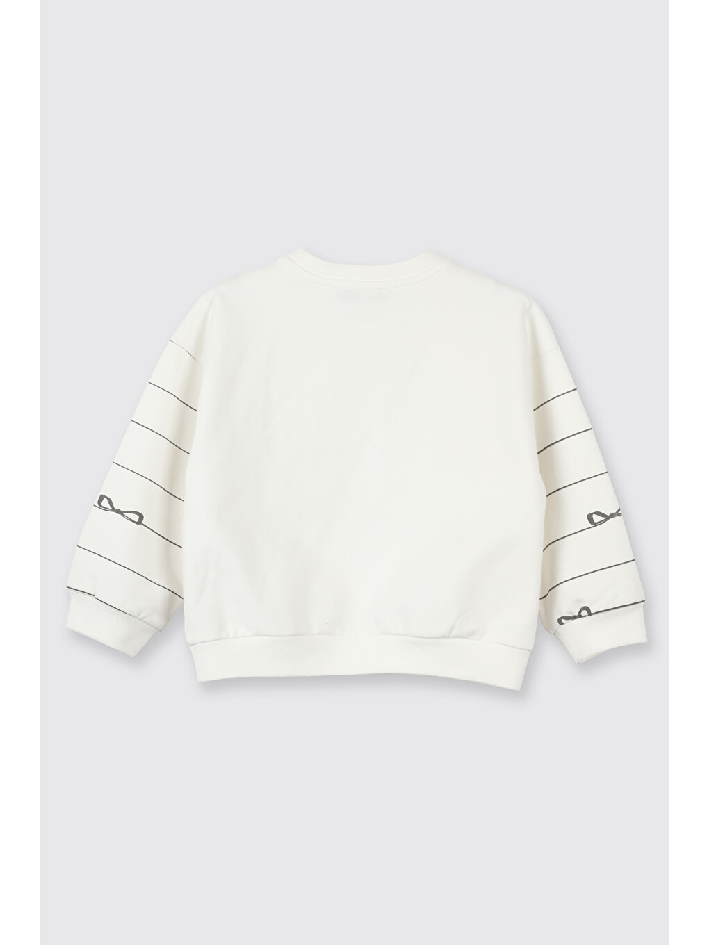 Kız Bebek Fiyonk Desenli Ekru Sweatshirt-1