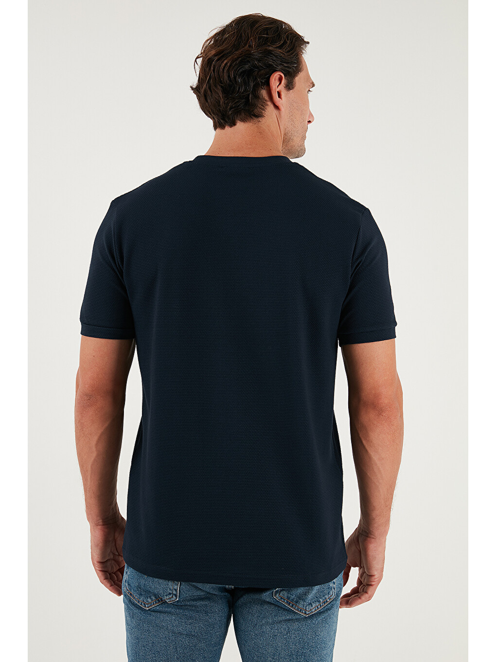 İndigo Streç Pamuklu Slim Fit Sıfır Yaka Tişört 5902639-7