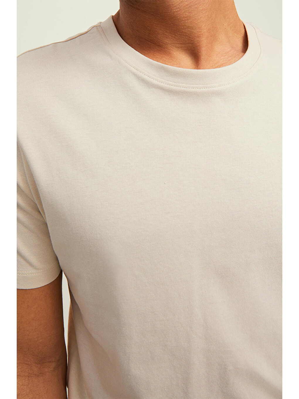 Ekru Organik Pamuklu Regular Fit Bisiklet Yaka Erkek T Shirt 12113648-6