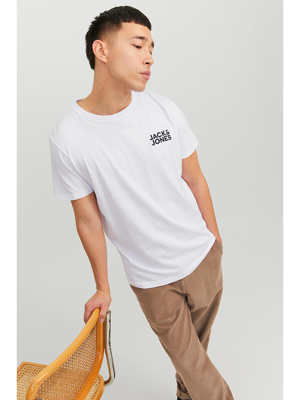 Beyaz Jjecorp Pamuklu Slim Fit Bisiklet Yaka Erkek T Shirt 12151955-1