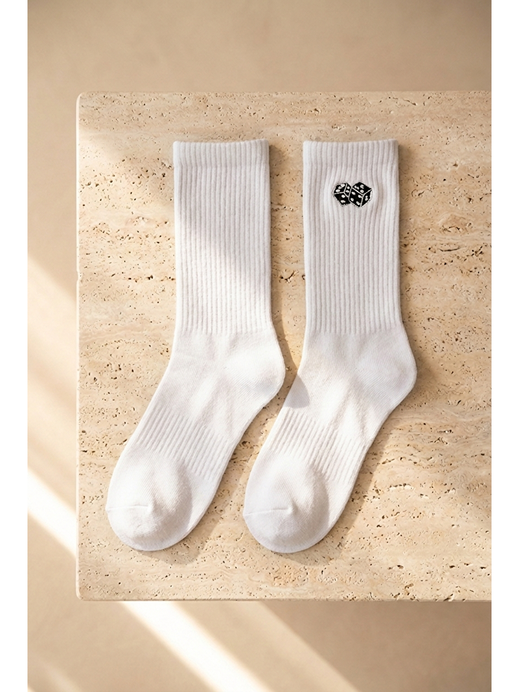 Karışık Unisex 3'lü Zar Nakışlı Soket Çorap-2