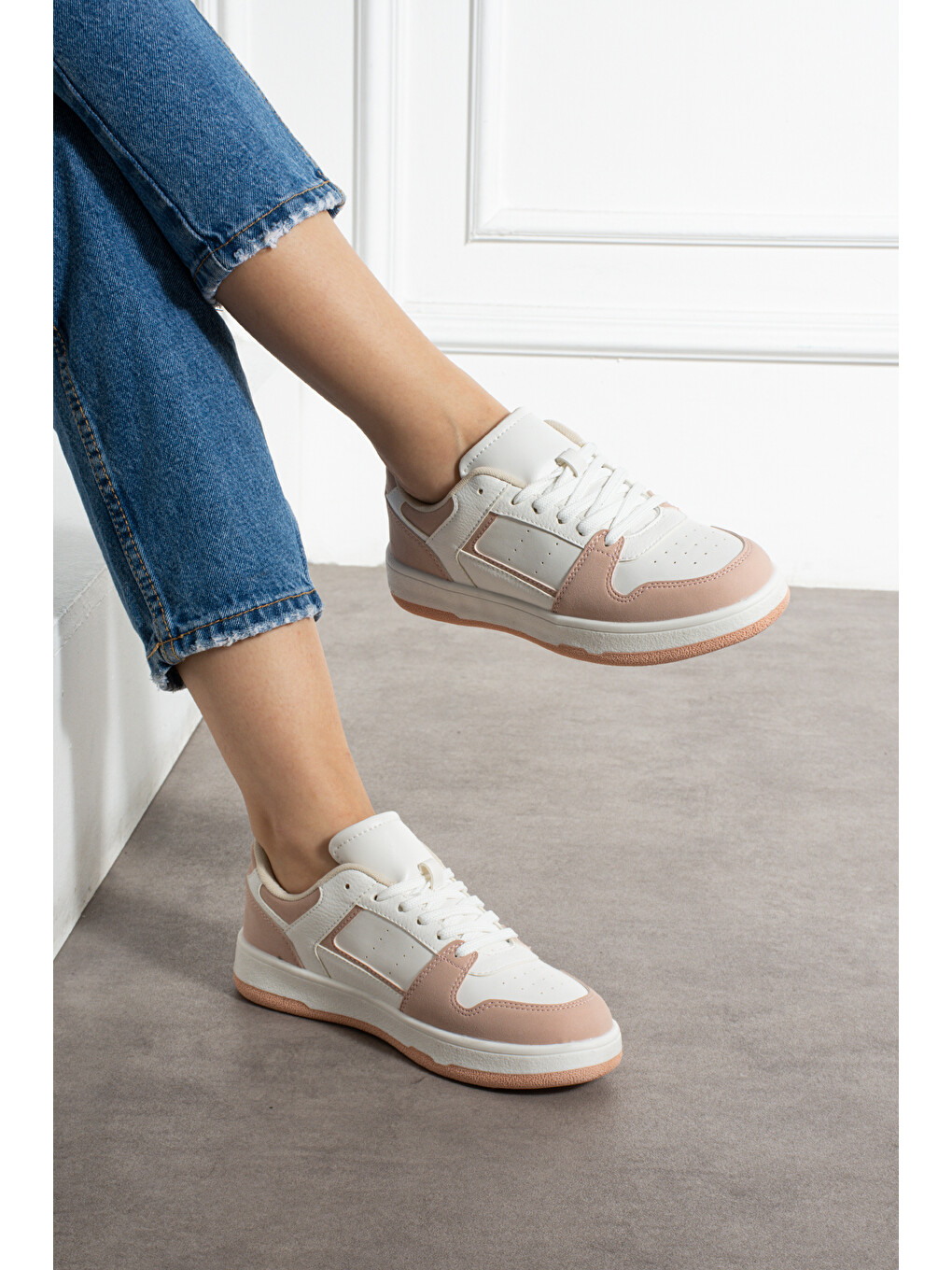 Pembe Pudra Kadın Günlük Sneaker Ayakkabı-1
