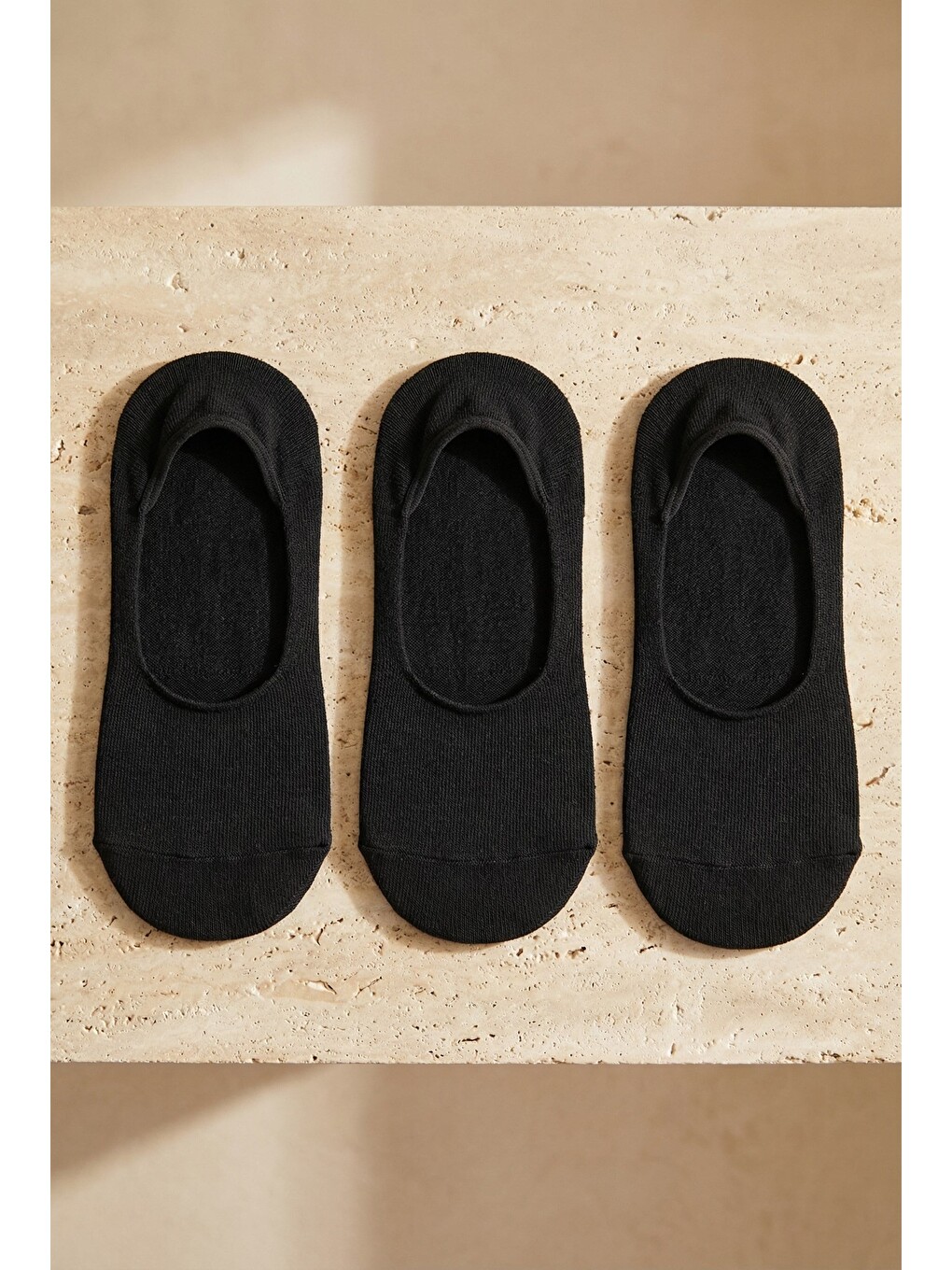 3'lü Paket Basic Erkek Görünmez Babet Çorap Siyah/siyah/siyah