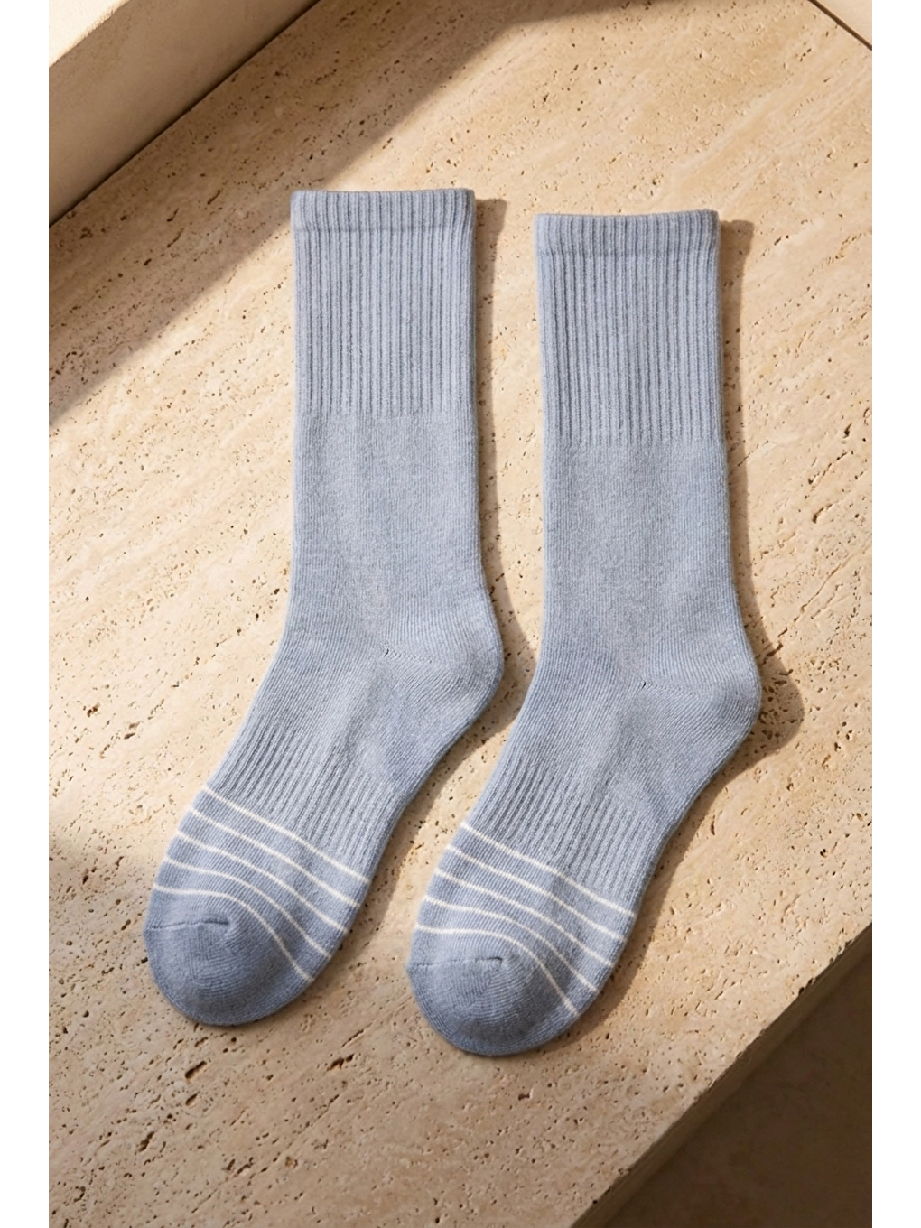 Erkek Çizgili Basic Soket Çorap Mavi-2