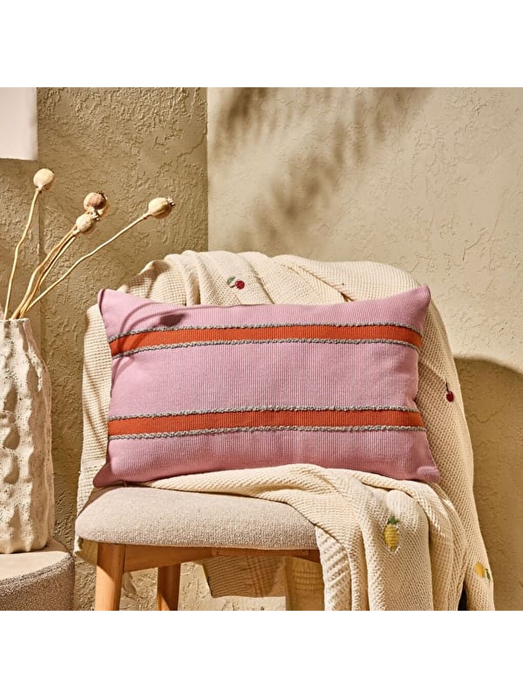 Soft Polina Kırlent - Pembe - 35x55 Cm-1