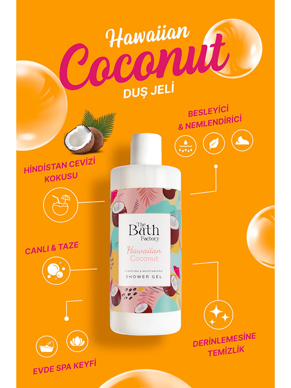 Nemlendirici Ve Besleyici Hawaii Coconut Duş Jeli 400 ml-1
