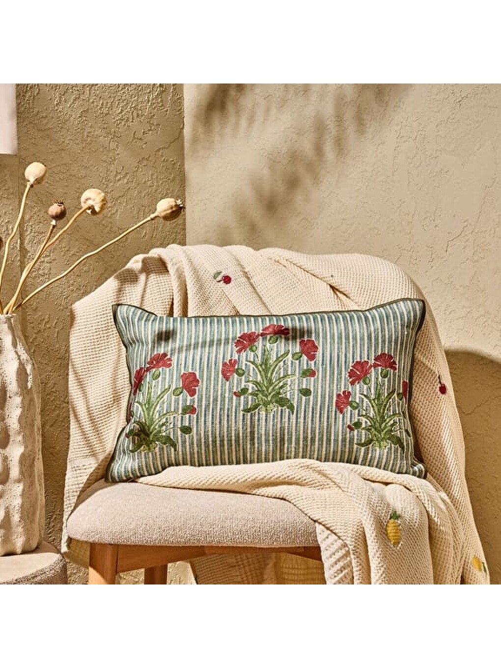 Ekru Soft Fonsy Kırlent - Renkli - 30x50 Cm-5