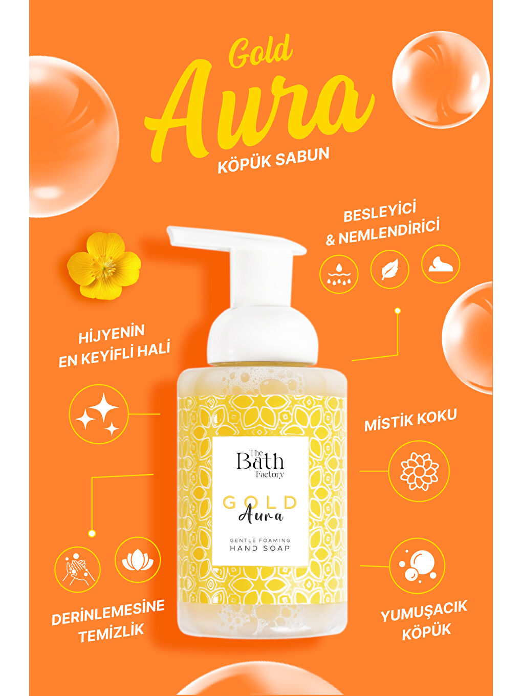 Nemlendirici Arındırıcı Gold Aura Köpük Sabun 300 ml-1