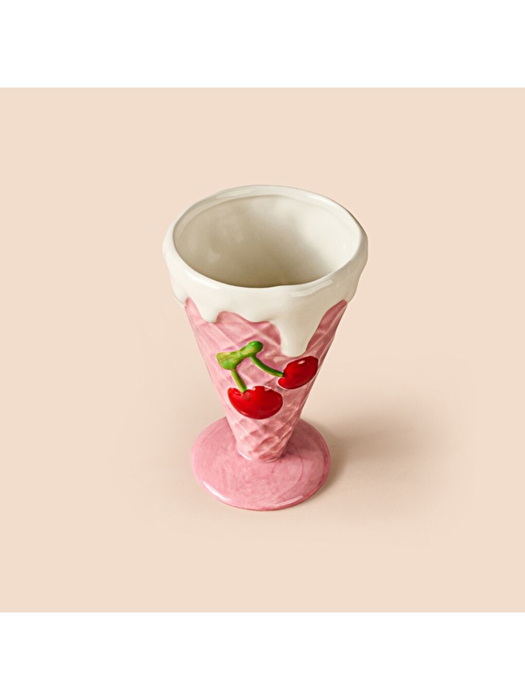 Kitchen Kiraz Desenli Seramik Dondurmalık - Pembe-3