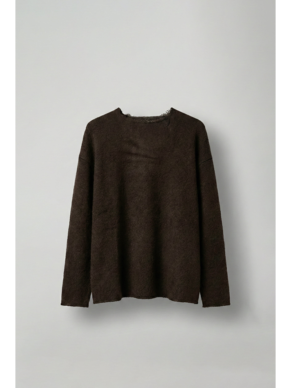 Erkek Dokulu Oversize Kazak Kahverengi