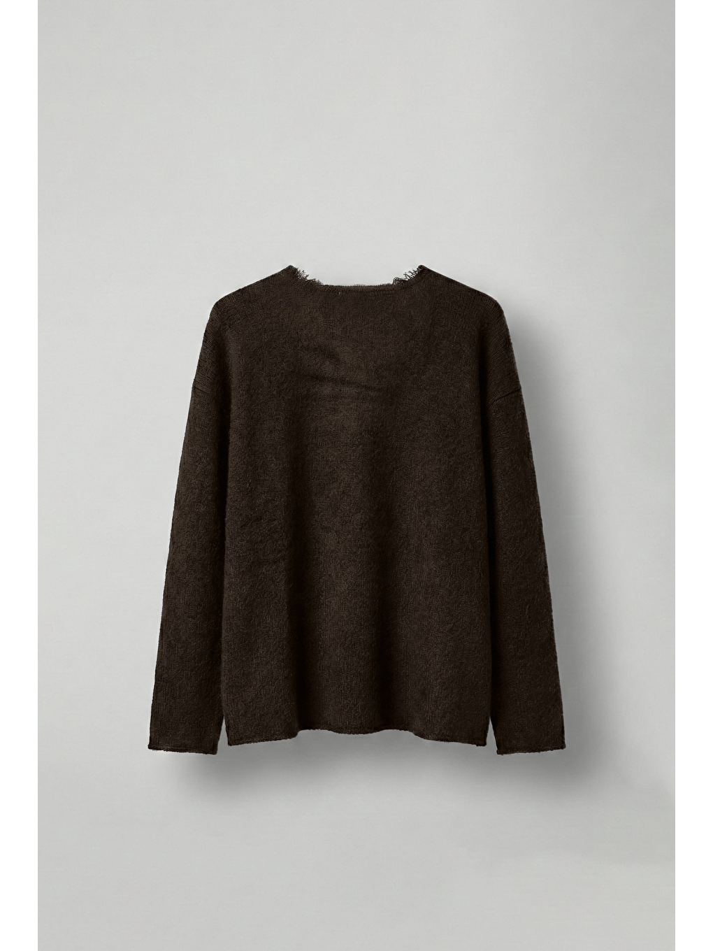 Erkek Dokulu Oversize Kazak Kahverengi-1