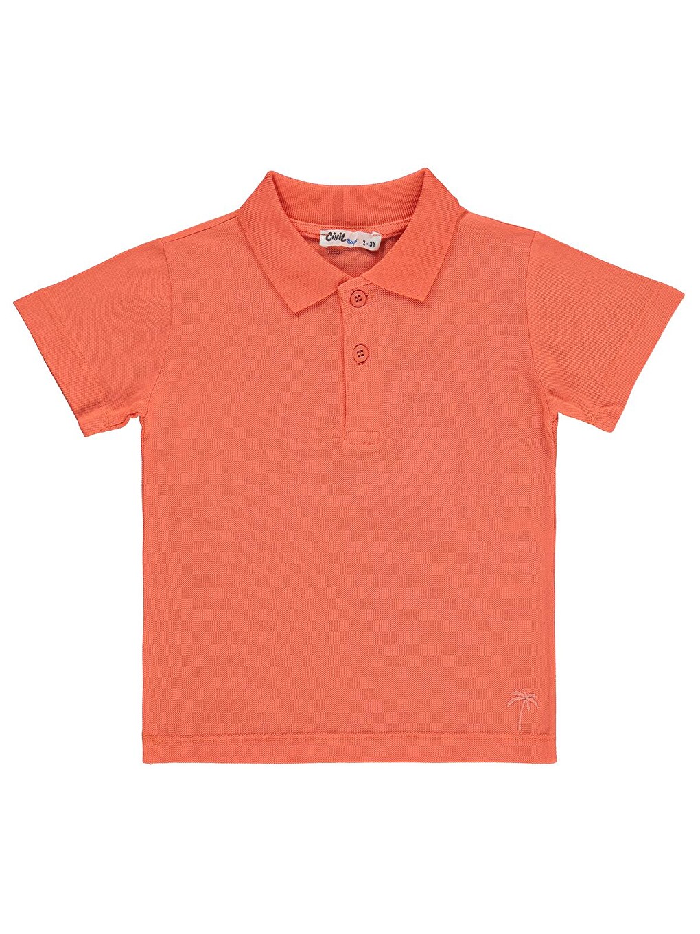 Turuncu Boys Erkek Çocuk Palmiye Nakışlı Polo Yaka 2-5 Yaş Tişört - Pembe-1