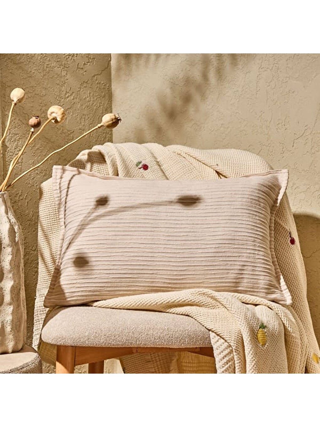 Soft Shir Kırlent - Ekru - 35x55 Cm-1