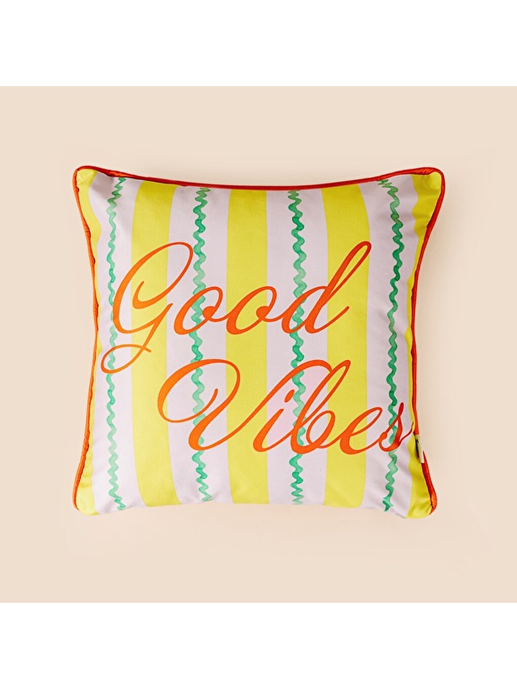 Kahverengi Soft Good Vibe Kırlent - Hardal- 45x45 Cm-3