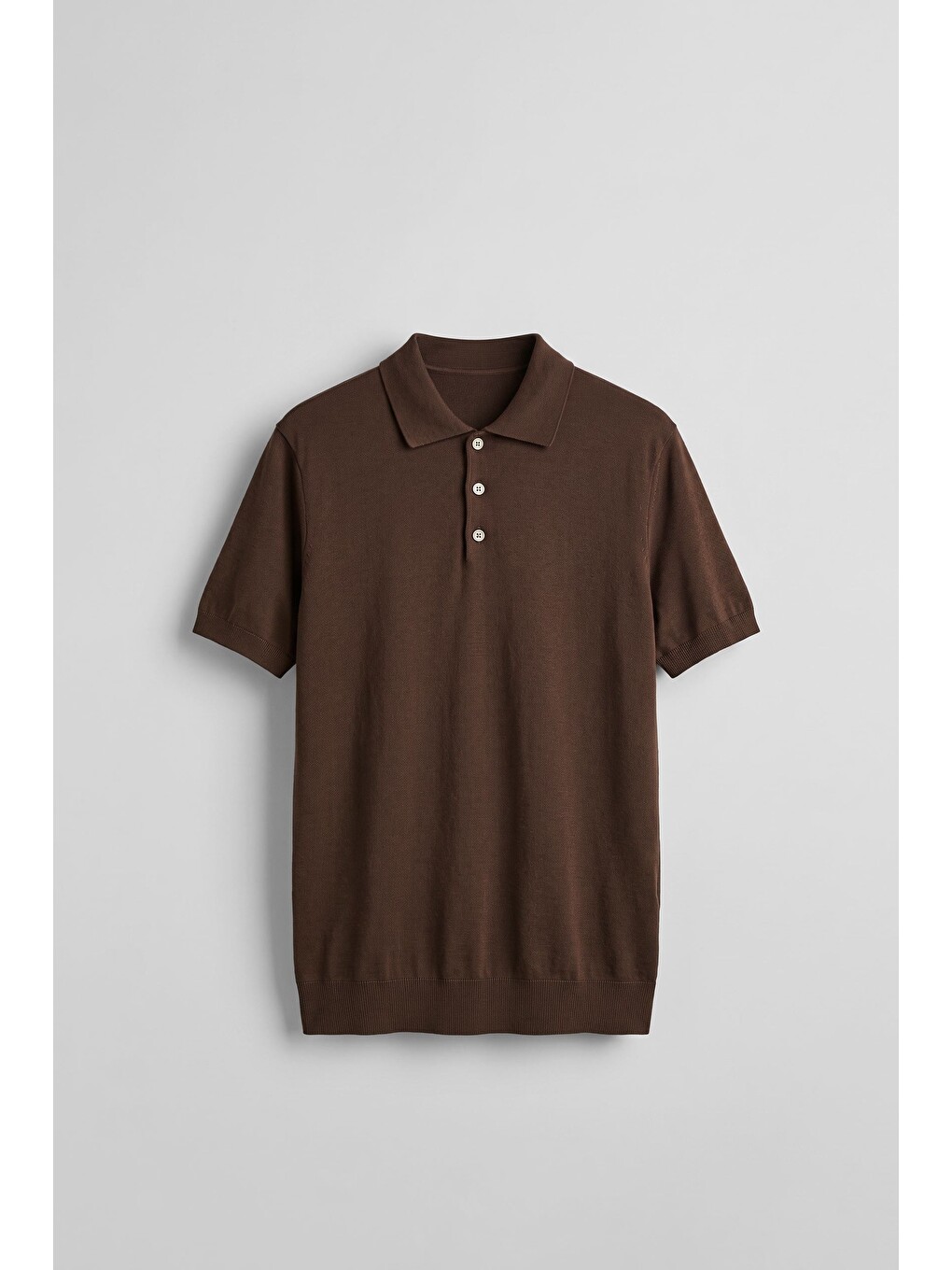 Erkek Relaxed Fit Dökümlü Polo Yaka Triko T-Shirt Kahverengi