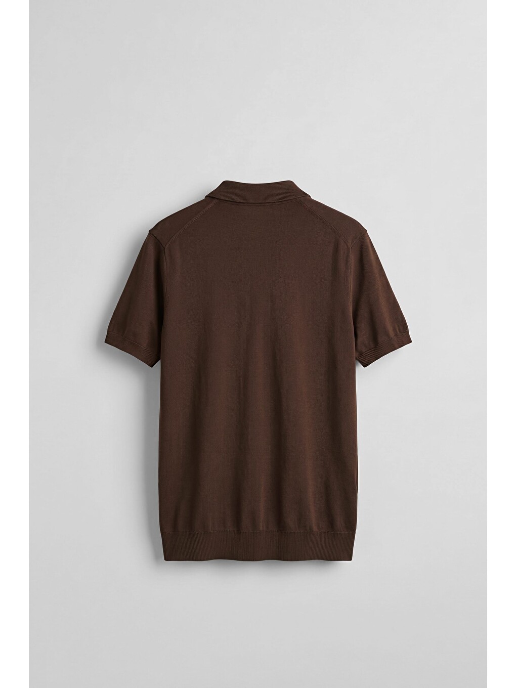 Erkek Relaxed Fit Dökümlü Polo Yaka Triko T-Shirt Kahverengi-1
