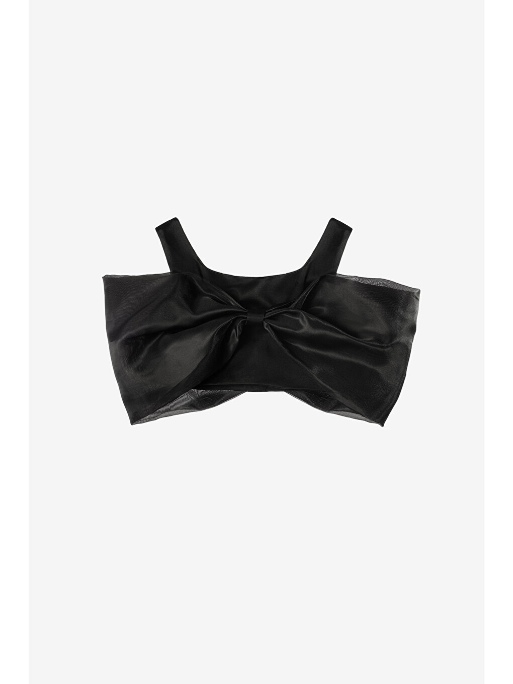Siyah Büyük Fiyonklu Kız Çocuk Crop Bluz - Edith