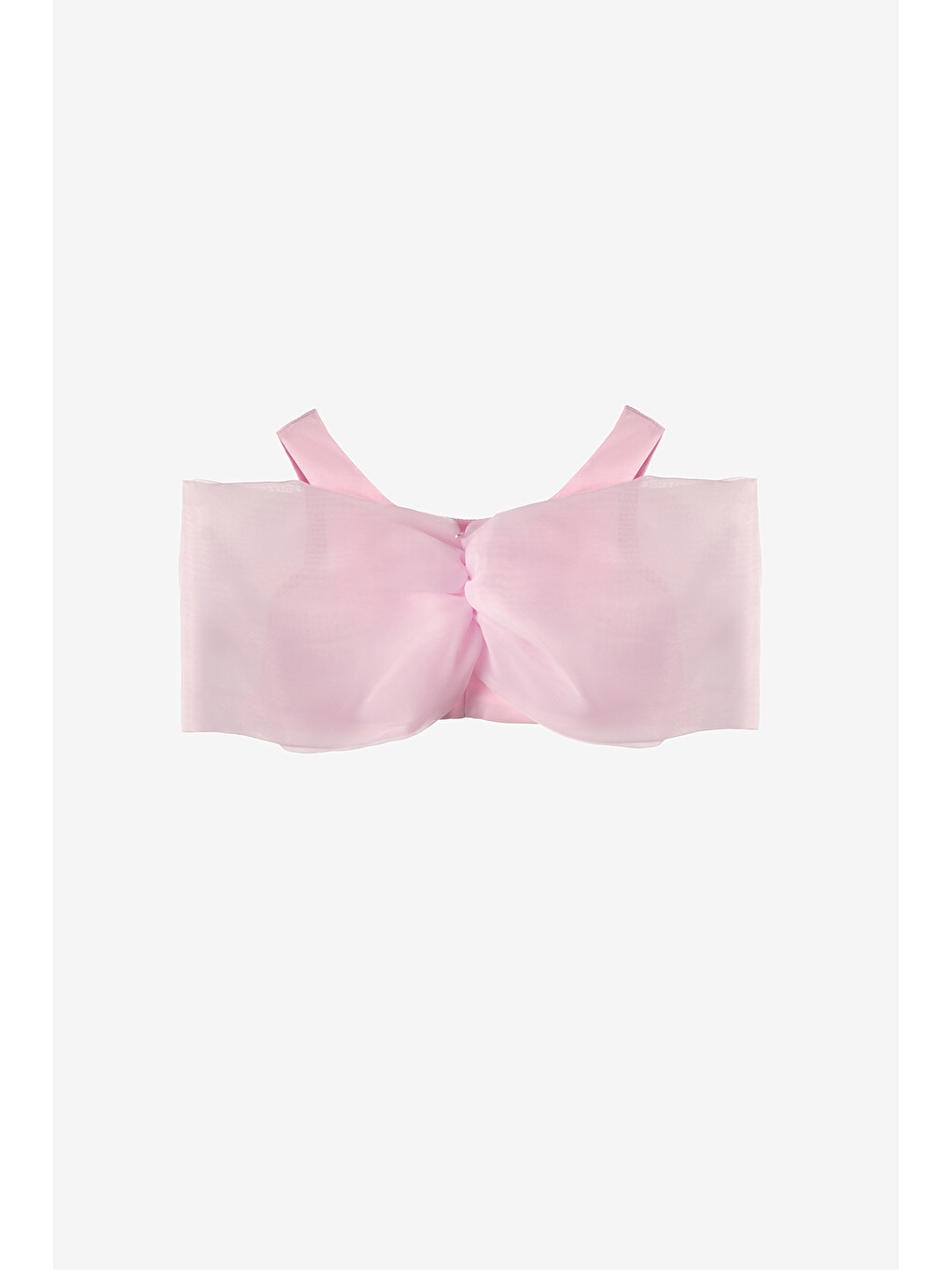 Pembe Büyük Fiyonklu Kız Çocuk Crop Bluz - Edith-1