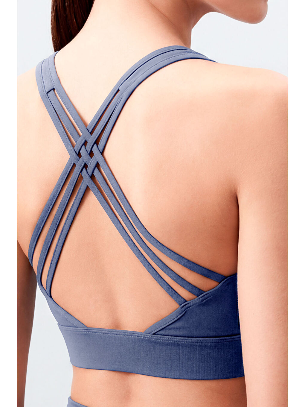 Petrol Yüksek Bel Toparlayıcı Çapraz Sırt Detaylı Slim Fit Kadın Tayt Takım - 95283-1