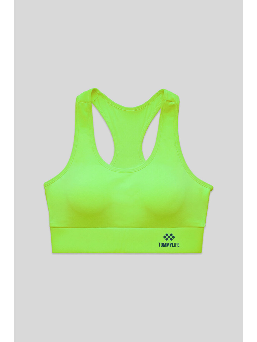 Neon Sarı Sırt Detaylı Dar Kalıp U Yaka Kadın Spor Büstiyer - 97120