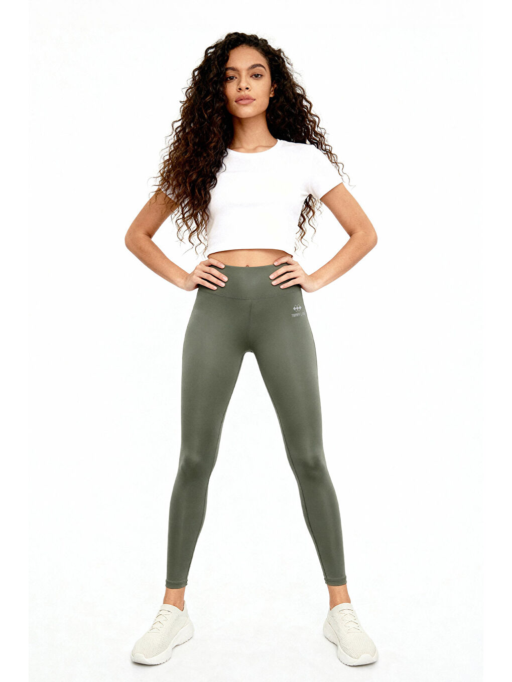 Yeşil Çağla Yüksek Bel Streç Slim Fit Dar Paça Kadın Tayt - 94545