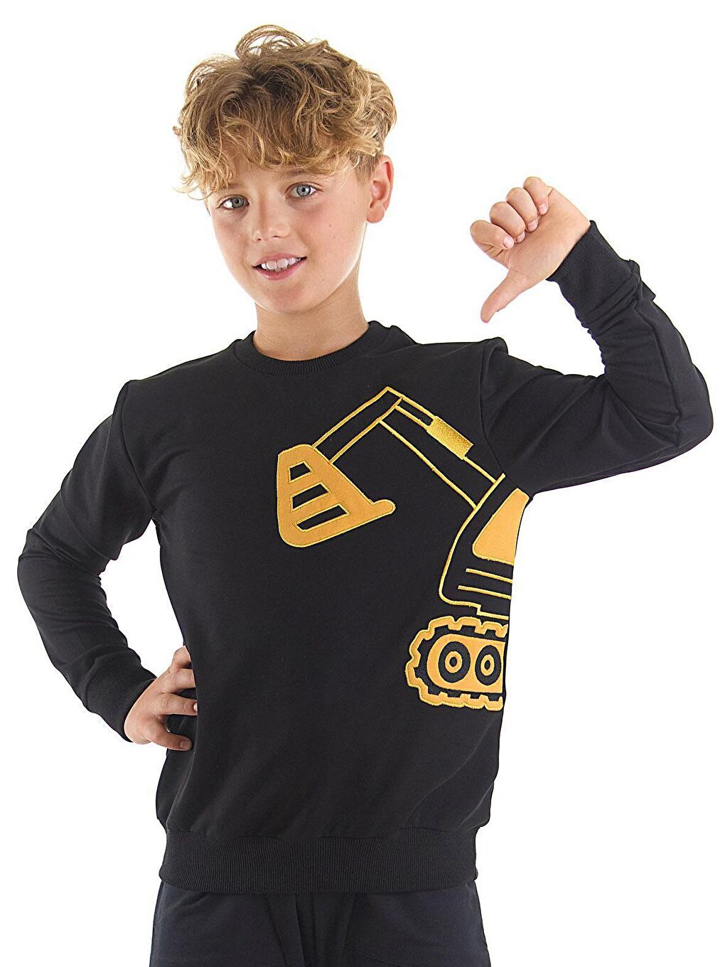 Denokids Siyah Kepçe Erkek Çocuk Siyah Sweatshirt