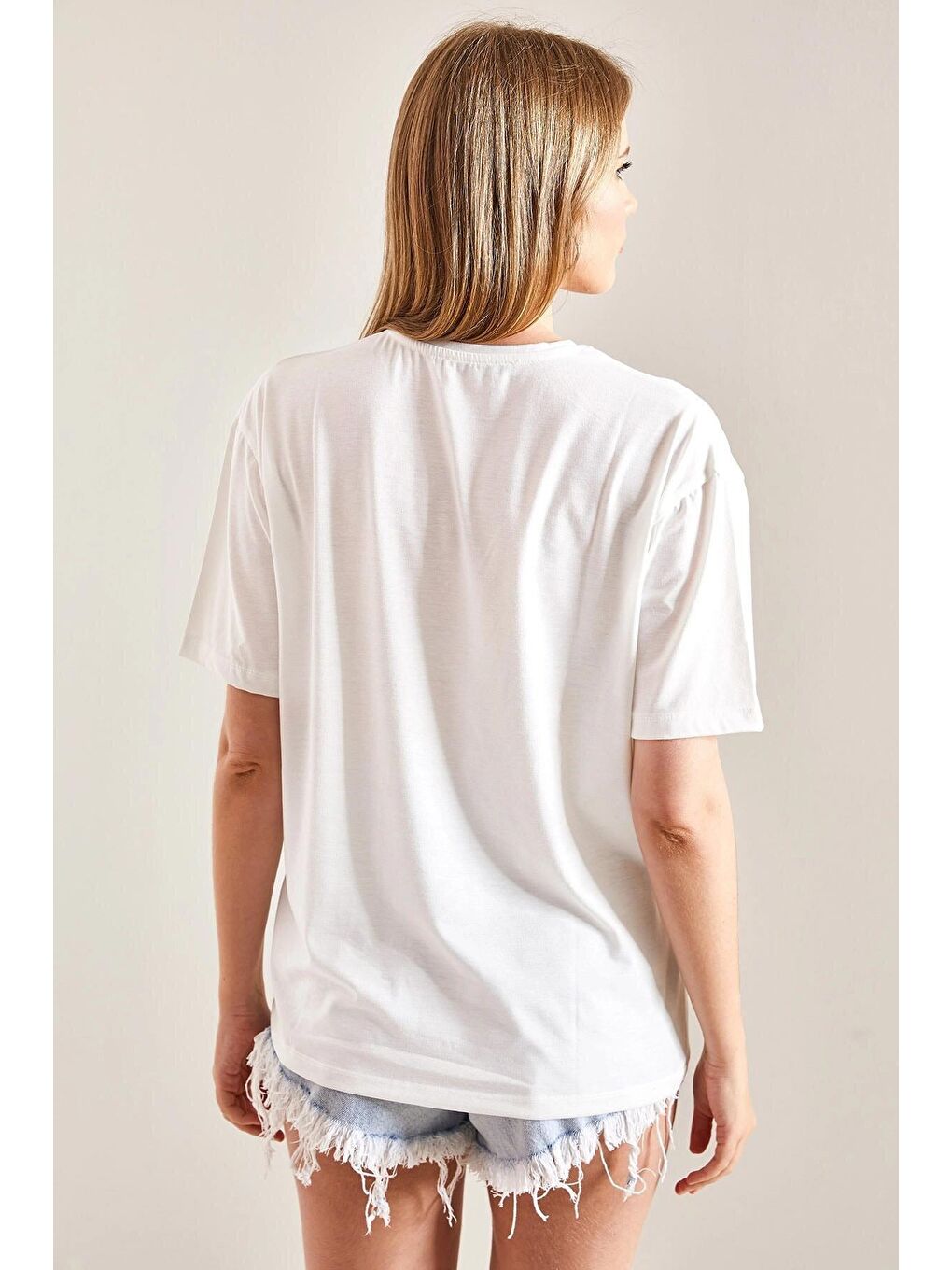 Turuncu Kadın Desenli Penye Tshirt-3