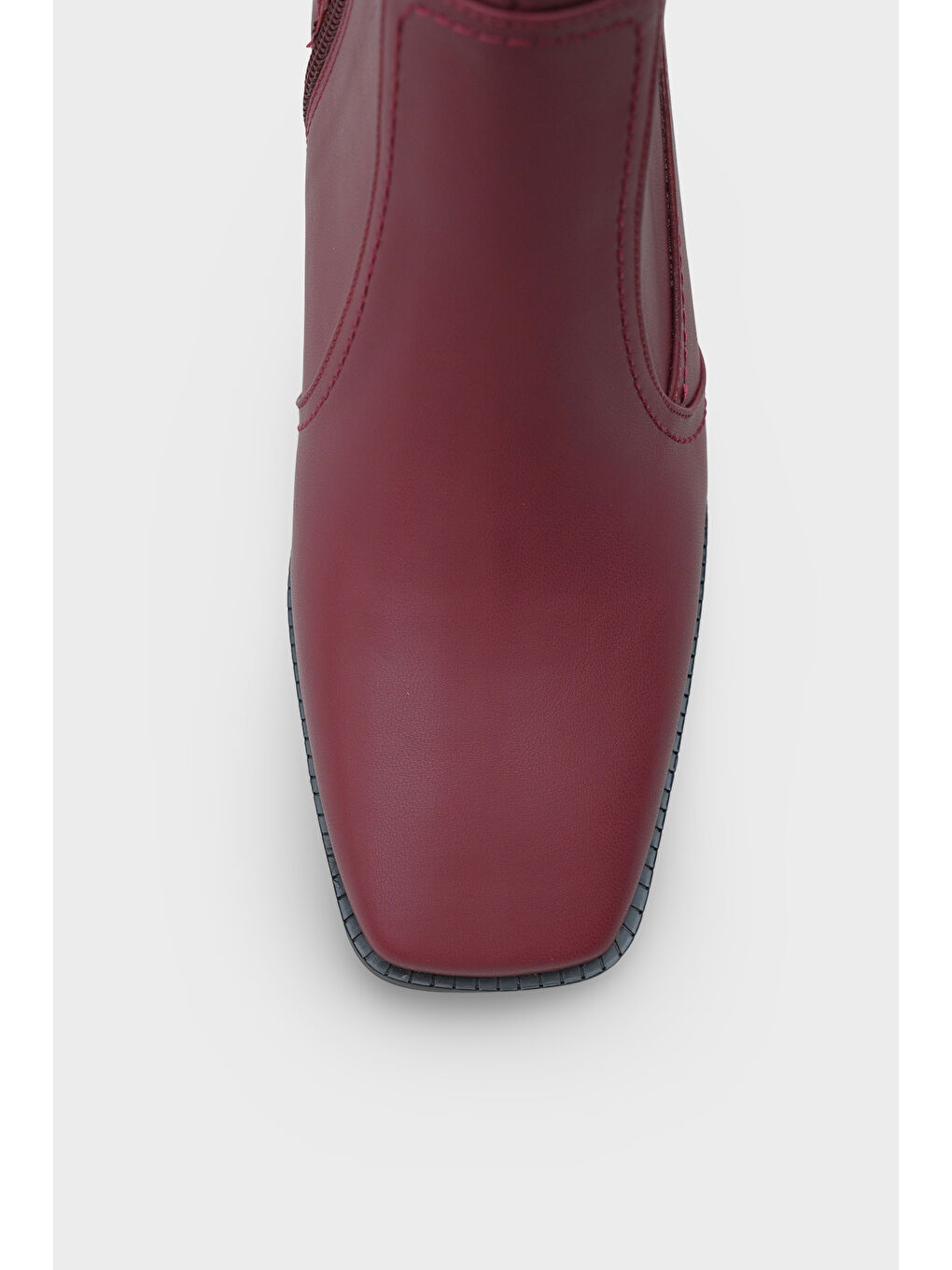 Bordo Küt Burunlu Yandan Fermuarlı Kadın Bot-2