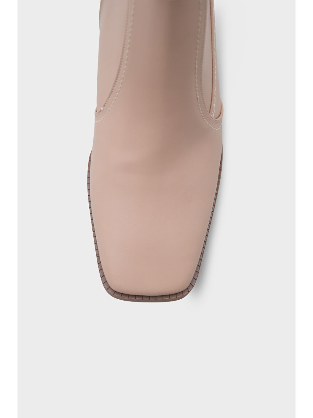 Ekru Küt Burunlu Yandan Fermuarlı Kadın Bot-2