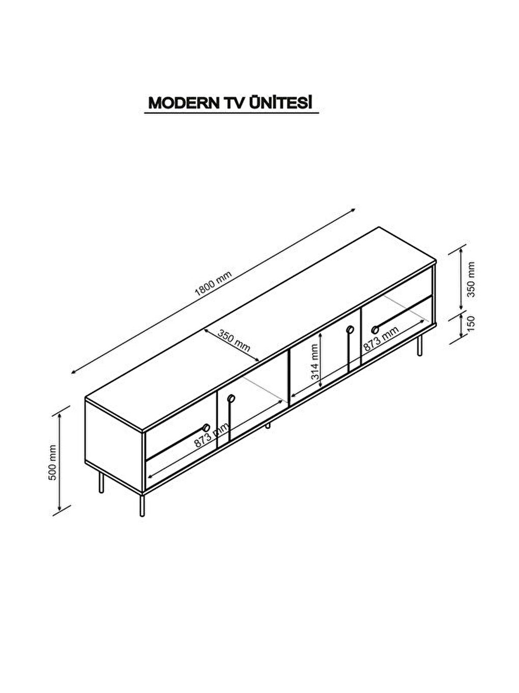 Modern Tv Ünitesi - Beyaz - 180 cm-1