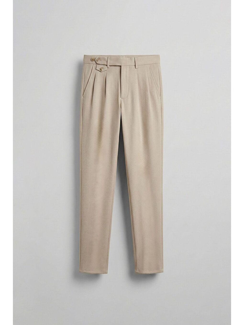 Ekru Pileli Kumaş Erkek Pantolon Krem