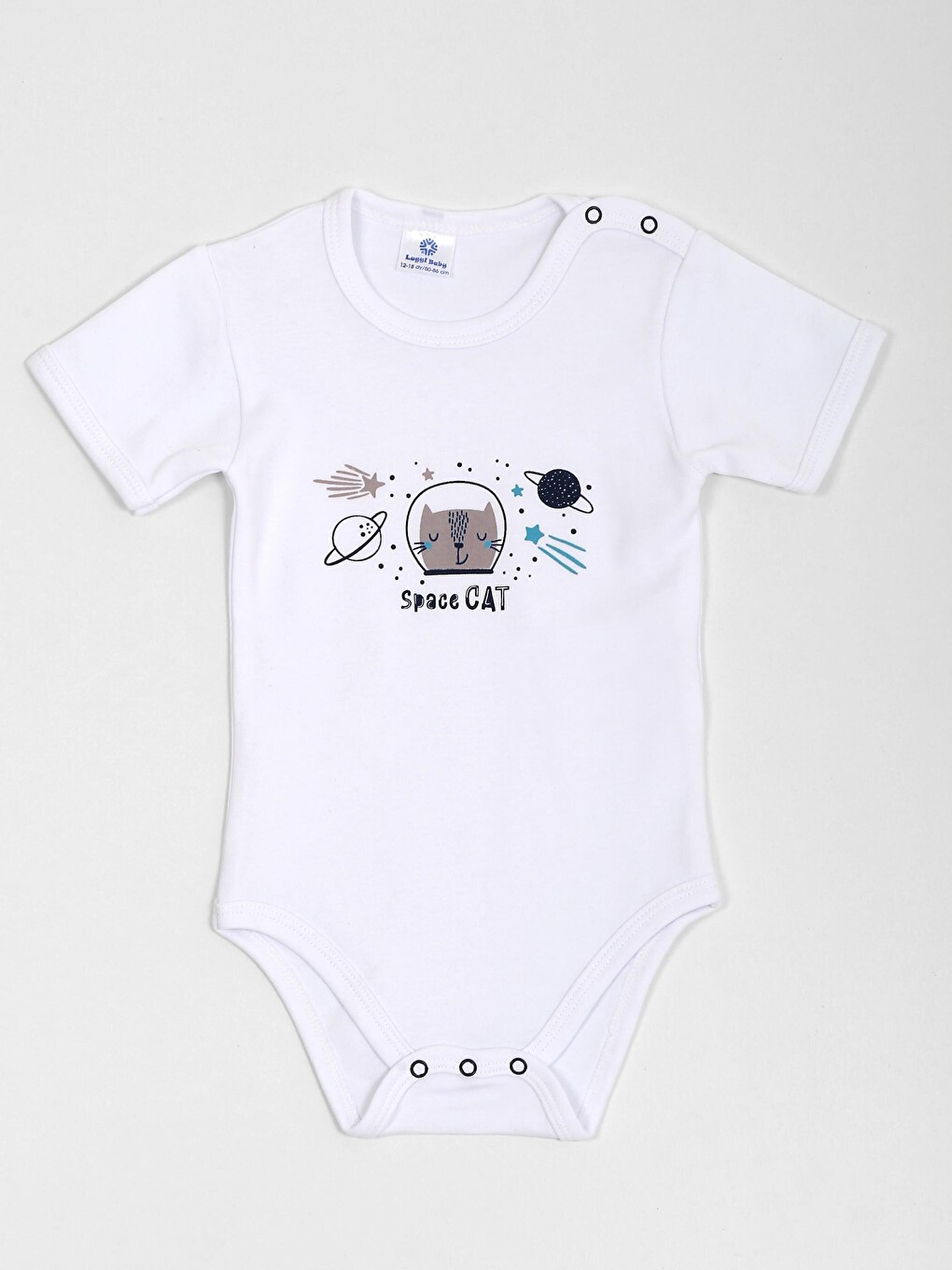 Mavi Bisiklet Yaka Baskılı Erkek Bebek Çıtçıtlı Body 2'li-2