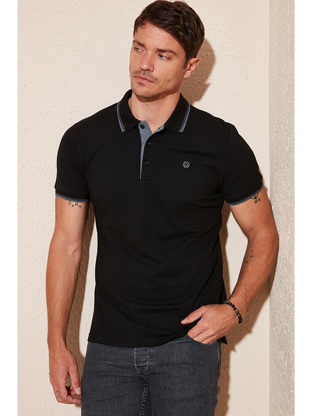 Mürdüm Pamuklu Regular Fit Şerit Detaylı Düğmeli Polo Yaka 4'lü Paket T Shirt 5902118s4-1